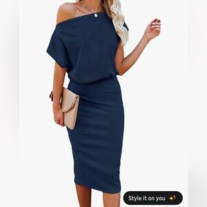 Elegant Navy Off-Shoulder Dress